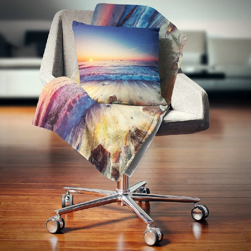 Rayon from bamboo blankets for a silky and breathable feelCotton blankets for breathability and a lightweight feelDesignart 'Beautiful Sunrise over Blue Sea' Seashore Throw Blanket Rayon from bamboo blankets for a silky and breathable feelCotton blankets for breathability and a lightweight feelDesignart 'Beautiful Sunrise over Blue Sea' Seashore Throw Blanket
