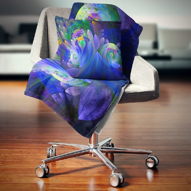 Cotton blankets for breathability and a lightweight feelChenille blankets with a thick and fuzzy textureDesignart 'Blue Fractal Flower Bouquet' Floral Throw Blanket Cotton blankets for breathability and a lightweight feelChenille blankets with a thick and fuzzy textureDesignart 'Blue Fractal Flower Bouquet' Floral Throw Blanket
