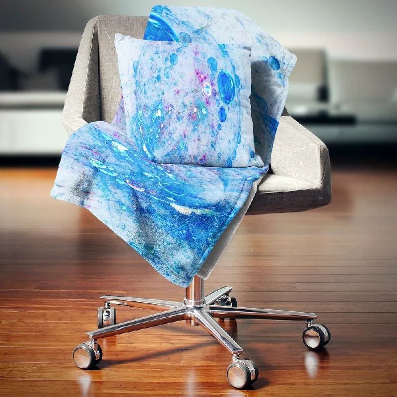 Recycled polyester blankets for an eco - conscious optionSynthetic fiber blend blankets for a budget - friendly choiceDesignart 'Blue Fractal Planet of Bubbles' Abstract Throw Blanket Recycled polyester blankets for an eco - conscious optionSynthetic fiber blend blankets for a budget - friendly choiceDesignart 'Blue Fractal Planet of Bubbles' Abstract Throw Blanket