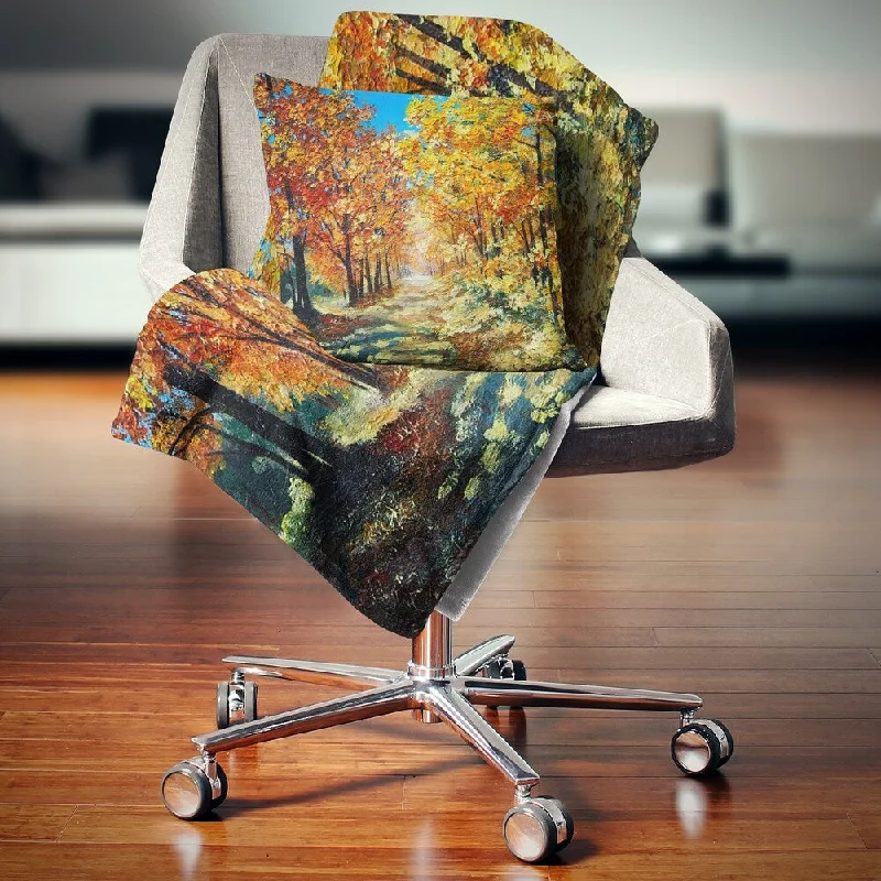 Mohair blankets with a unique sheen and softnessMicrofiber blankets that are durable and easy to care forDesignart 'Bright Day in Autumn Forest' Landscape Fleece Throw Blanket Mohair blankets with a unique sheen and softnessMicrofiber blankets that are durable and easy to care forDesignart 'Bright Day in Autumn Forest' Landscape Fleece Throw Blanket
