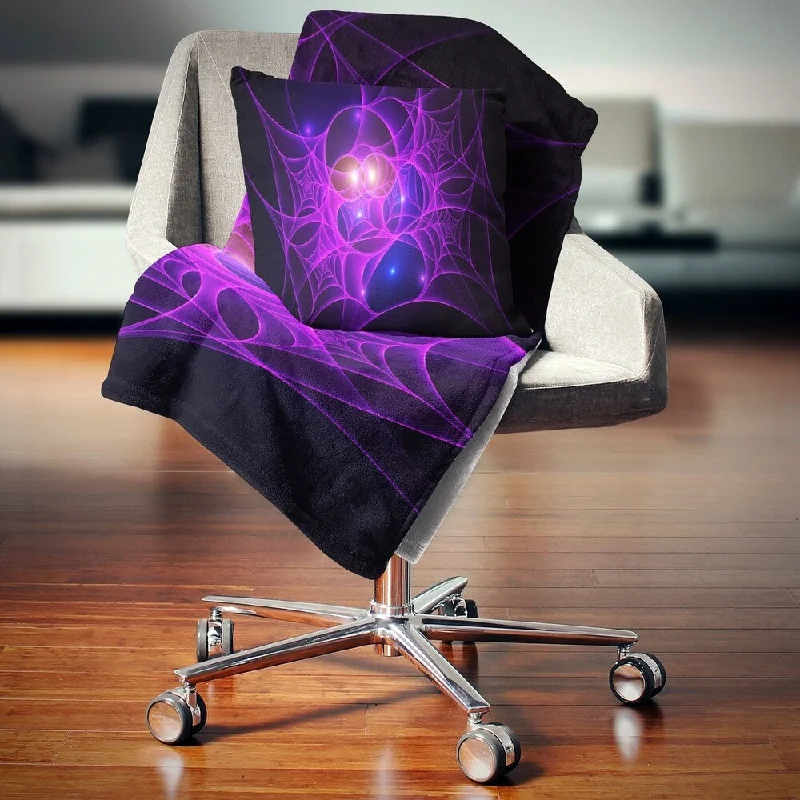 Synthetic fiber blend blankets for a budget - friendly choiceFleece blankets for a cozy and plush textureDesignart 'Bright Purple Fractal Cobweb' Abstract Throw Blanket Synthetic fiber blend blankets for a budget - friendly choiceFleece blankets for a cozy and plush textureDesignart 'Bright Purple Fractal Cobweb' Abstract Throw Blanket