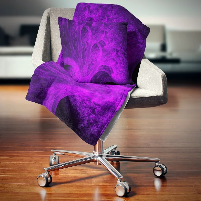 Recycled polyester blankets for an eco - conscious optionBamboo fiber blankets with natural antibacterial propertiesDesignart 'Bright Purple Magical Fractal Forest' Abstract Throw Blanket Recycled polyester blankets for an eco - conscious optionBamboo fiber blankets with natural antibacterial propertiesDesignart 'Bright Purple Magical Fractal Forest' Abstract Throw Blanket