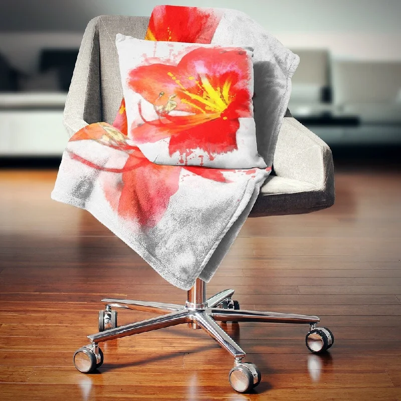 Synthetic fiber blend blankets for a budget - friendly choiceLinen blankets with a rustic and textured lookDesignart 'Bright Red Lily Illustration Art' Floral Throw Blanket Synthetic fiber blend blankets for a budget - friendly choiceLinen blankets with a rustic and textured lookDesignart 'Bright Red Lily Illustration Art' Floral Throw Blanket