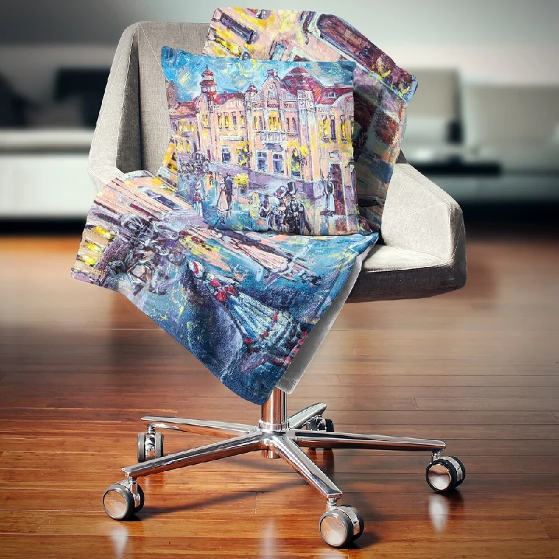 Mohair blankets with a unique sheen and softnessLinen blankets with a rustic and textured lookDesignart 'City at Night with People' Cityscape Throw Blanket