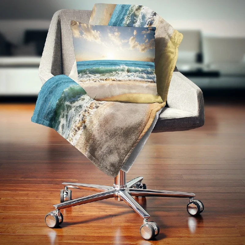 Chenille blankets with a thick and fuzzy textureAlpaca wool blankets for a hypoallergenic and warm optionDesignart 'Cloudy Sky and Vibrant Blue Sea' Seascape Throw Blanket Chenille blankets with a thick and fuzzy textureAlpaca wool blankets for a hypoallergenic and warm optionDesignart 'Cloudy Sky and Vibrant Blue Sea' Seascape Throw Blanket