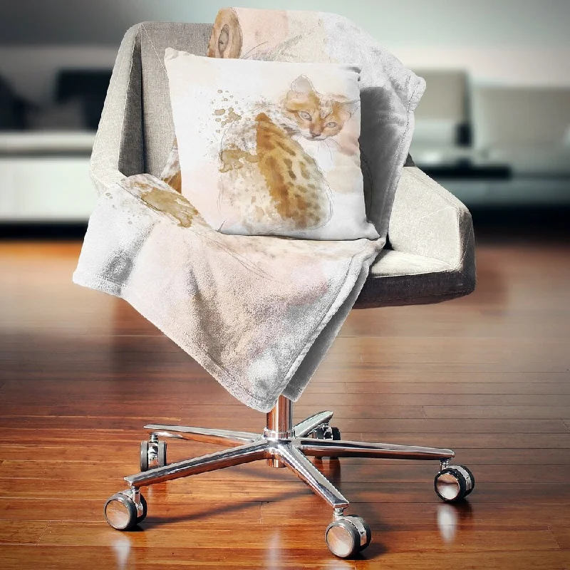 Bamboo fiber blankets with natural antibacterial propertiesFleece blankets for a cozy and plush textureDesignart 'Cute Cat Sketch with Brown Splashes' Animal Throw Blanket