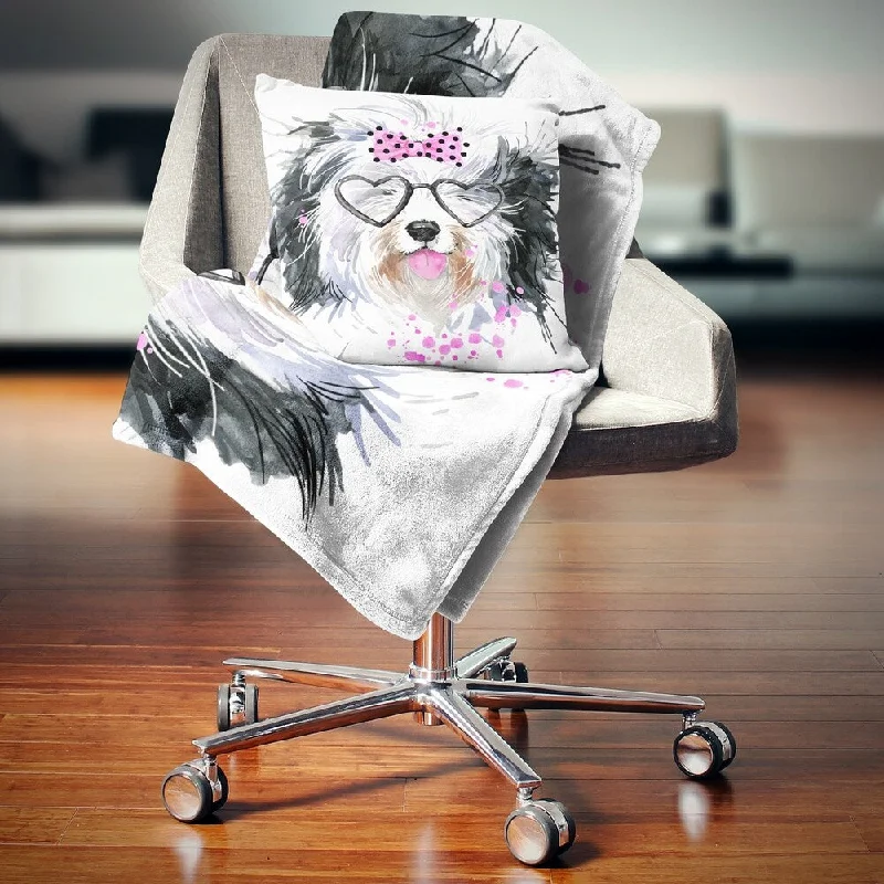 Cotton blankets for breathability and a lightweight feelRecycled polyester blankets for an eco - conscious optionDesignart 'Cute Dog with Heart Glasses' Contemporary Animal Throw Blanket