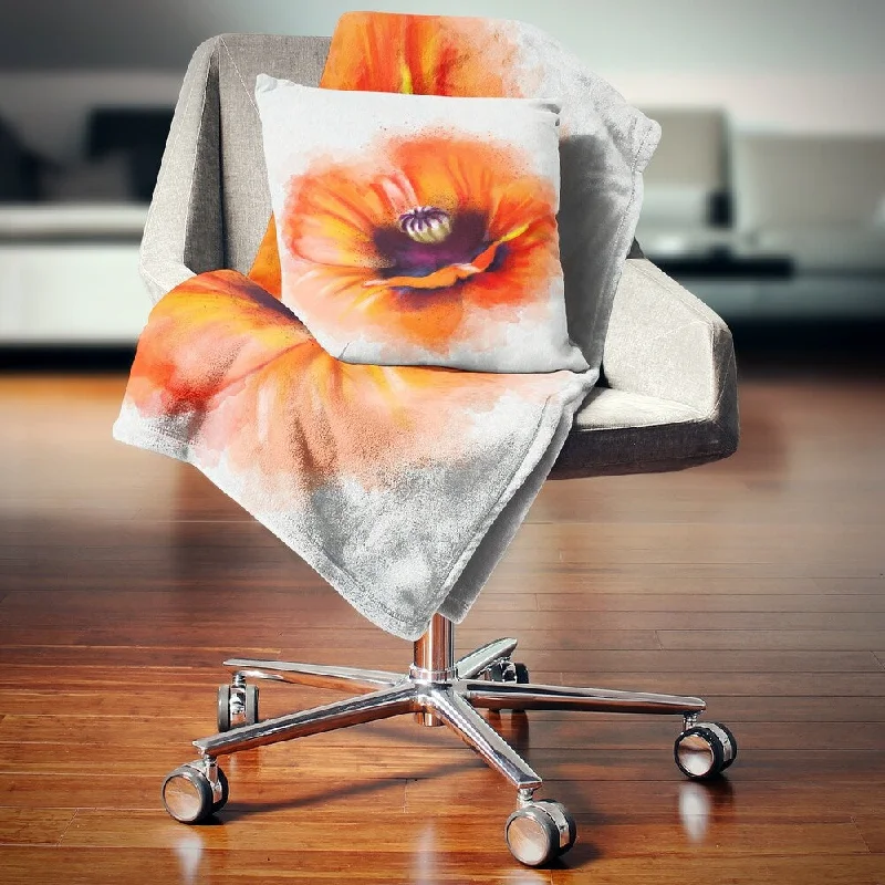 Rayon from bamboo blankets for a silky and breathable feelKing - size blankets to cover large beds comfortablyDesignart 'Cute Orange Watercolor Flower' Flowers Throw Blanketwork