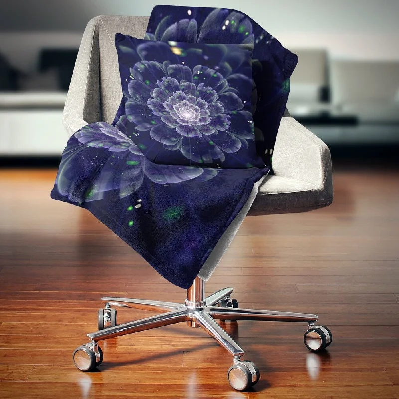 Microfiber blankets that are durable and easy to care forRayon from bamboo blankets for a silky and breathable feelDesignart 'Dark Blue Fractal Flower Digital Art' Floral Throw Blanket