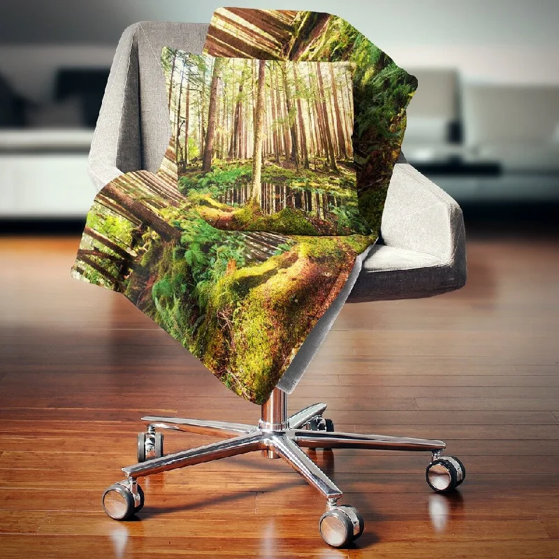 Mohair blankets with a unique sheen and softnessRayon from bamboo blankets for a silky and breathable feelDesignart 'Dense Trees in Green Rain Forest' Landscape Fleece Throw Blanket