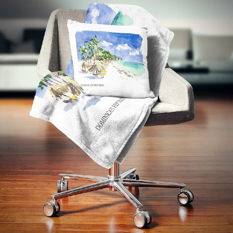 Recycled polyester blankets for an eco - conscious optionKing - size blankets to cover large beds comfortablyDesignart 'Dominican Republic Vector Illustration' Cityscape Painting Throw Blanket Recycled polyester blankets for an eco - conscious optionKing - size blankets to cover large beds comfortablyDesignart 'Dominican Republic Vector Illustration' Cityscape Painting Throw Blanket