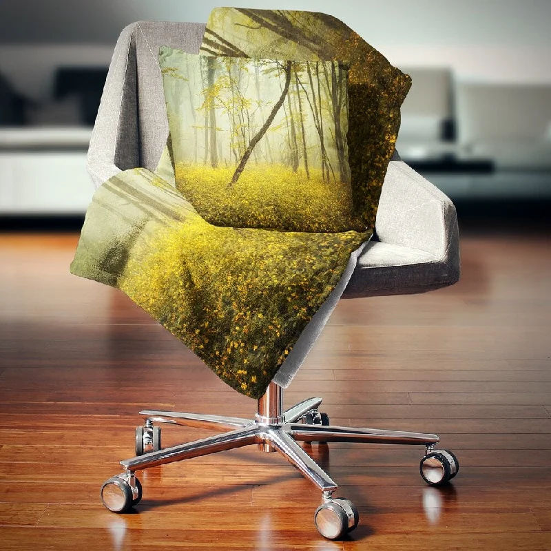 Recycled polyester blankets for an eco - conscious optionSilk blankets with a smooth and elegant touchDesignart 'Forest with Yellow Flowers' Landscape Photography Throw Blanket Recycled polyester blankets for an eco - conscious optionSilk blankets with a smooth and elegant touchDesignart 'Forest with Yellow Flowers' Landscape Photography Throw Blanket