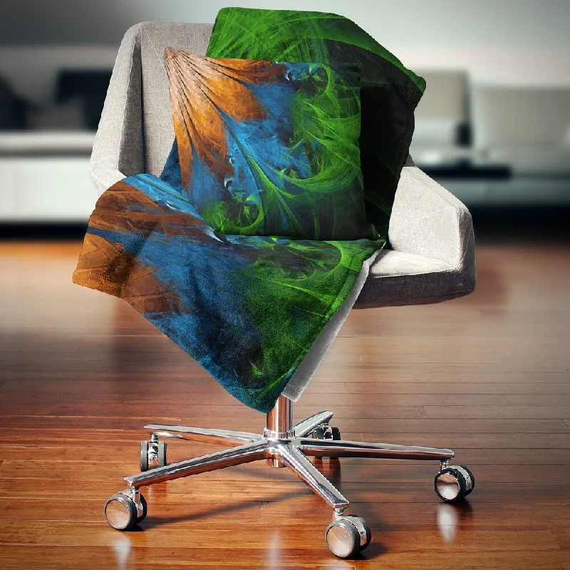 Synthetic fiber blend blankets for a budget - friendly choiceSilk blankets with a smooth and elegant touchDesignart 'Fractal Flower Orange and Blue' Floral Throw Blanket