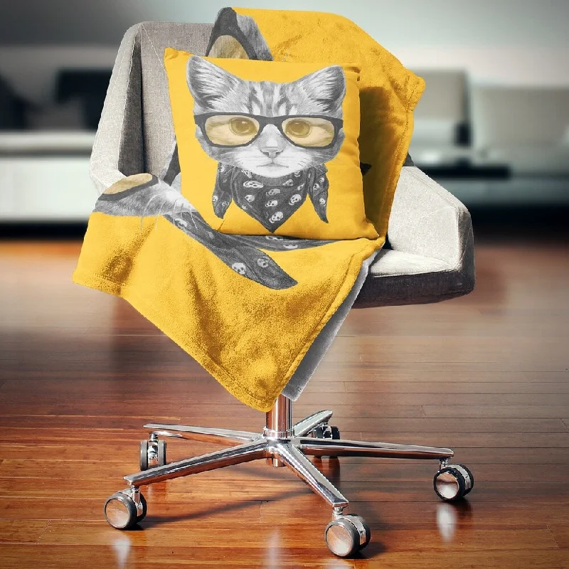 Bamboo fiber blankets with natural antibacterial propertiesRecycled polyester blankets for an eco - conscious optionDesignart 'Funny Cat with Glasses and Scarf' Animal Throw Blanket Bamboo fiber blankets with natural antibacterial propertiesRecycled polyester blankets for an eco - conscious optionDesignart 'Funny Cat with Glasses and Scarf' Animal Throw Blanket