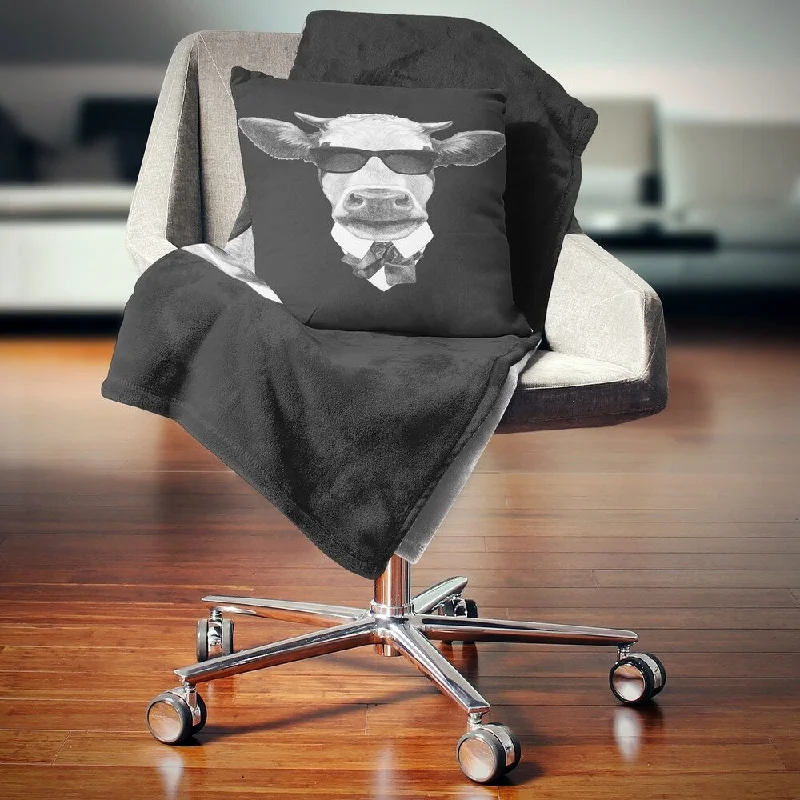 Silk blankets with a smooth and elegant touchCotton blankets for breathability and a lightweight feelDesignart 'Funny Cow in Suit with Glasses' Animal Throw Blanket Silk blankets with a smooth and elegant touchCotton blankets for breathability and a lightweight feelDesignart 'Funny Cow in Suit with Glasses' Animal Throw Blanket