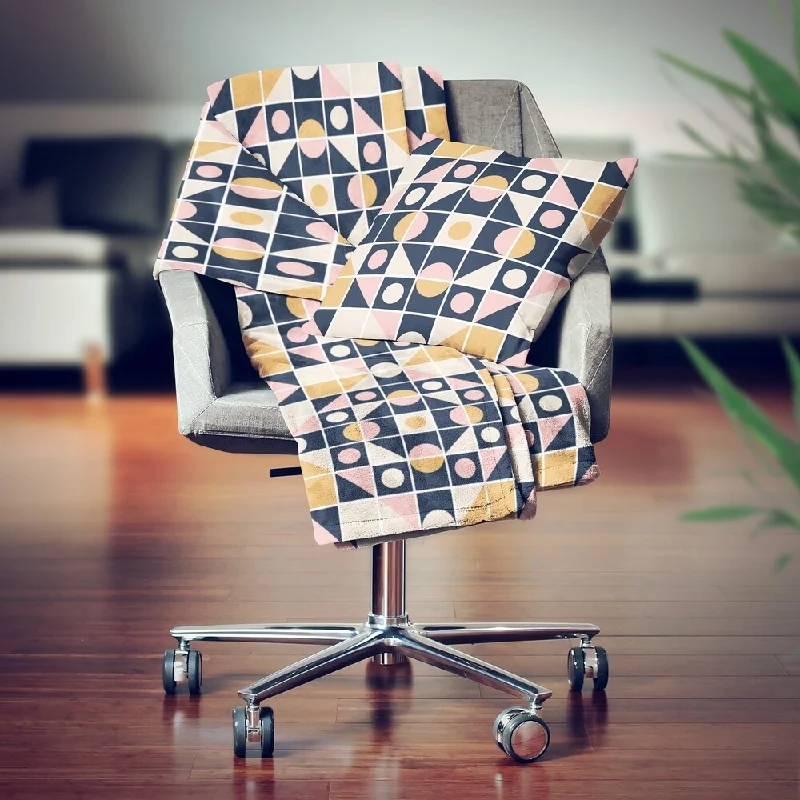 Mohair blankets with a unique sheen and softnessMicrofiber blankets that are durable and easy to care forDesignart' Geometrical Retro Design I' Modern Throw Blanket - 71x59