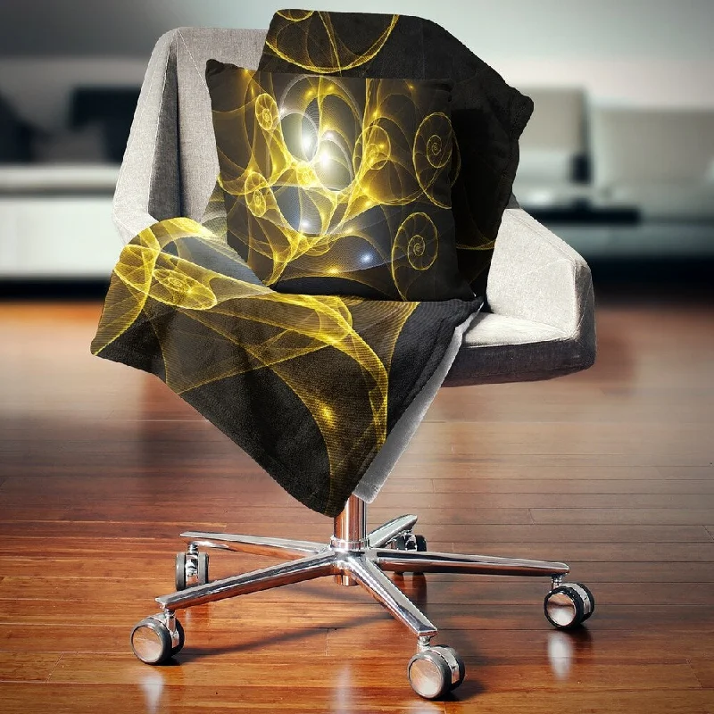 Rayon from bamboo blankets for a silky and breathable feelMicrofiber blankets that are durable and easy to care forDesignart 'Golden Curly Spiral on Black' Abstract Throw Blanket Rayon from bamboo blankets for a silky and breathable feelMicrofiber blankets that are durable and easy to care forDesignart 'Golden Curly Spiral on Black' Abstract Throw Blanket