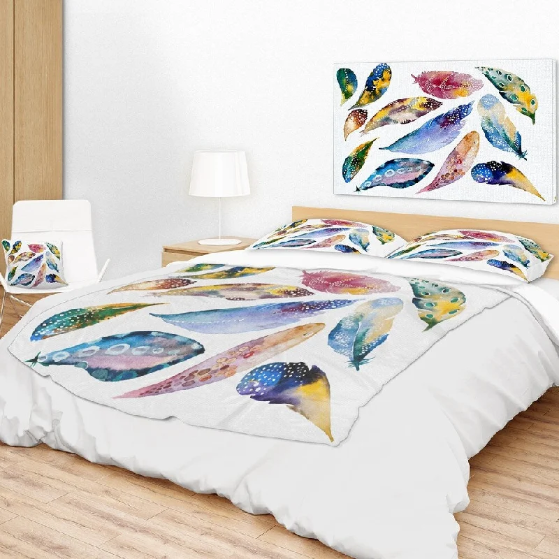 Wool blankets with natural warmth and insulationRayon from bamboo blankets for a silky and breathable feelDesignart 'Hand drawn Feather Set' Watercolor Throw Blanket