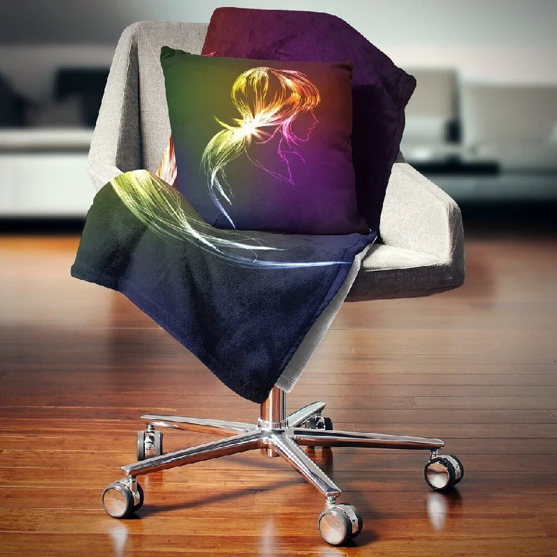Queen - size blankets for standard - sized bedsKing - size blankets to cover large beds comfortablyDesignart 'Illuminating Fractal Girl s Head' Abstract Throw Blanket