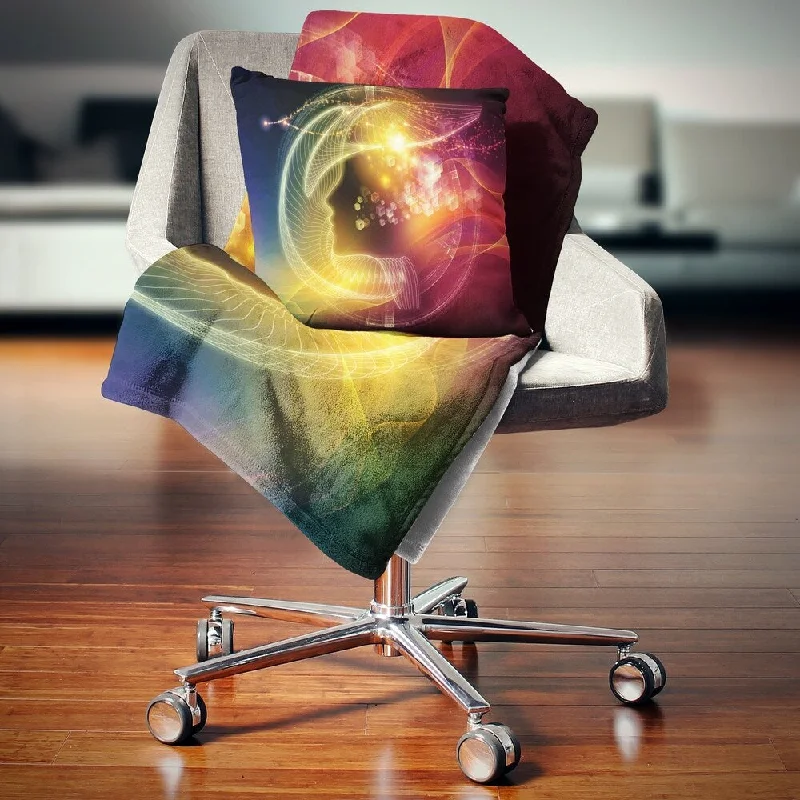 Queen - size blankets for standard - sized bedsBamboo fiber blankets with natural antibacterial propertiesDesignart 'Illuminating Human Head Fractal' Abstract Throw Blanket