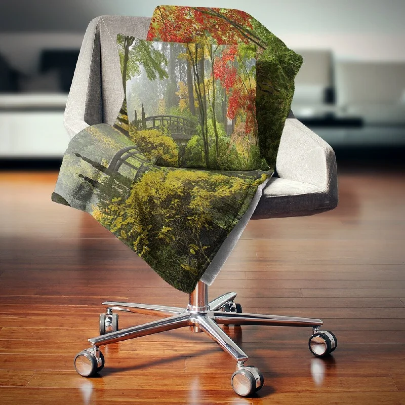 Synthetic fiber blend blankets for a budget - friendly choiceSilk blankets with a smooth and elegant touchDesignart 'Japanese Wooden Bridge in Fall' Photography Throw Blanket Synthetic fiber blend blankets for a budget - friendly choiceSilk blankets with a smooth and elegant touchDesignart 'Japanese Wooden Bridge in Fall' Photography Throw Blanket