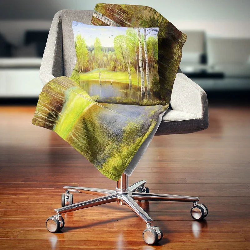 King - size blankets to cover large beds comfortablyWool blankets with natural warmth and insulationDesignart 'Light Green Autumn' Landscape Fleece Throw Blanket King - size blankets to cover large beds comfortablyWool blankets with natural warmth and insulationDesignart 'Light Green Autumn' Landscape Fleece Throw Blanket