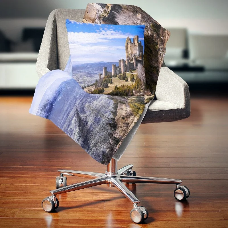 Cotton blankets for breathability and a lightweight feelLinen blankets with a rustic and textured lookDesignart 'Medieval Loarre Castle Panorama' Landscape Fleece Throw Blanket