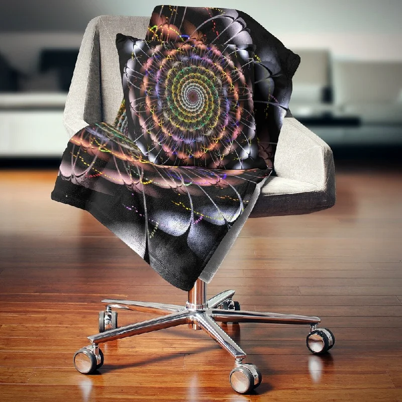 Recycled polyester blankets for an eco - conscious optionCotton blankets for breathability and a lightweight feelDesignart 'Multicolor Abstract Spiral Flower' Abstract Throw Blanket Recycled polyester blankets for an eco - conscious optionCotton blankets for breathability and a lightweight feelDesignart 'Multicolor Abstract Spiral Flower' Abstract Throw Blanket
