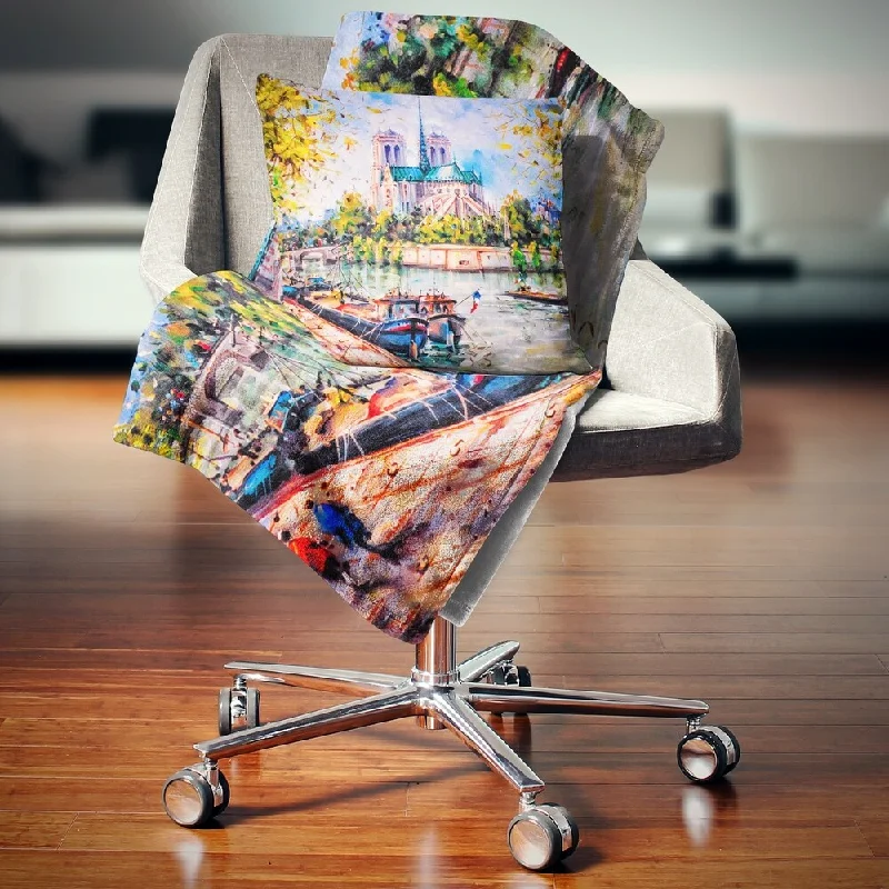 Silk blankets with a smooth and elegant touchChenille blankets with a thick and fuzzy textureDesignart 'Notre Dame Paris' Landscape Fleece Throw Blanket
