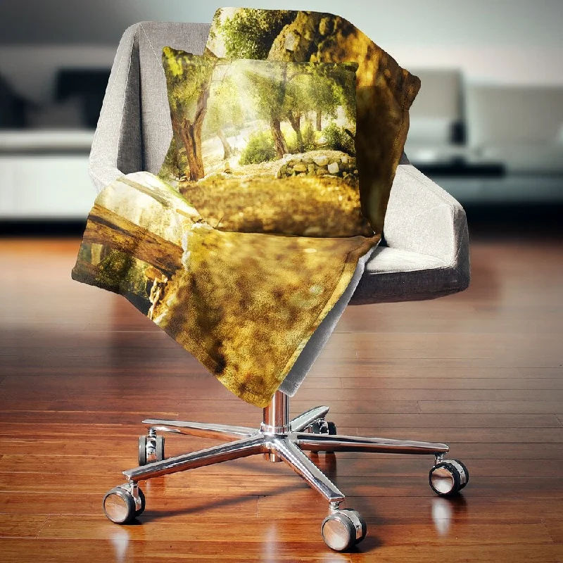 Linen blankets with a rustic and textured lookMicrofiber blankets that are durable and easy to care forDesignart 'Olive Trees' Photography Throw Blanket