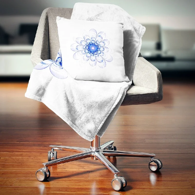 Acrylic blankets for a soft and affordable alternativeSilk blankets with a smooth and elegant touchDesignart 'Perfect Glowing Fractal Flower in Blue' Floral Throw Blanket