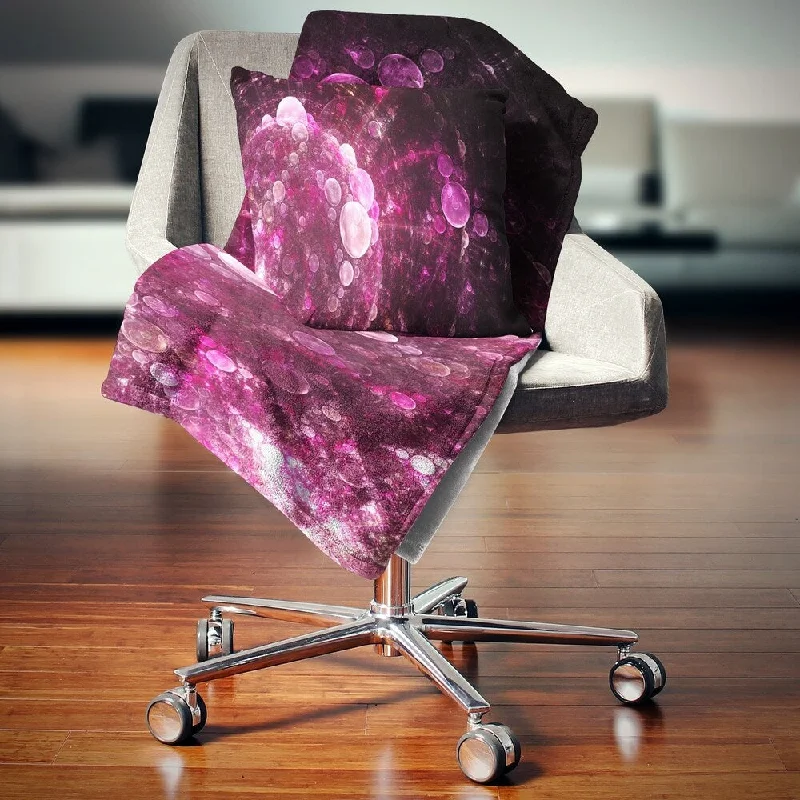 Recycled polyester blankets for an eco - conscious optionCotton blankets for breathability and a lightweight feelDesignart 'Pink on Black World Bubbles' Floral Throw Blanket