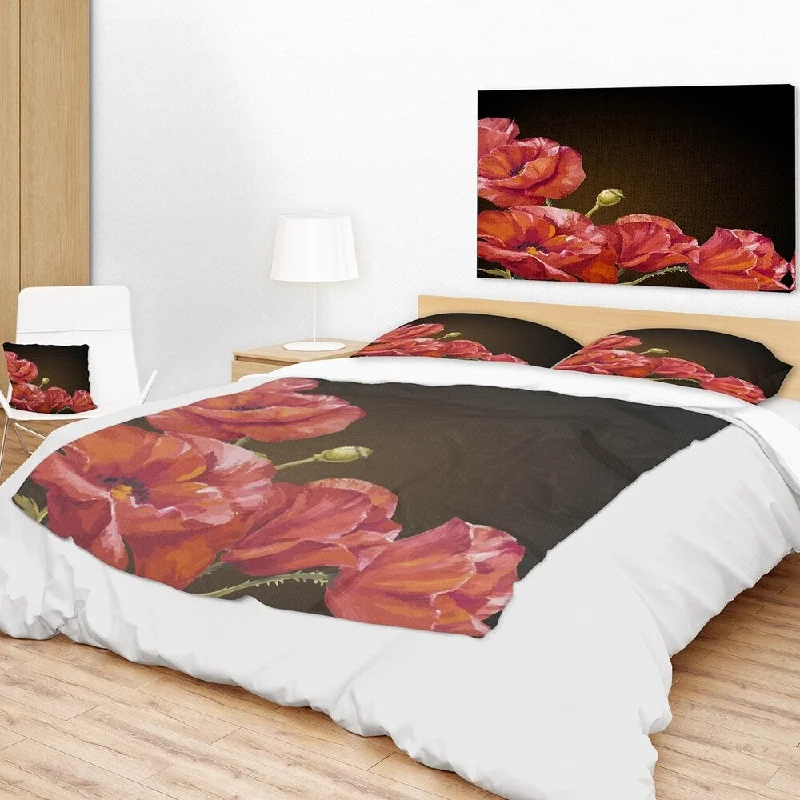 Wool blankets with natural warmth and insulationSilk blankets with a smooth and elegant touchDesignart 'Poppy Flowers Vector Art' Floral Throw Blanket