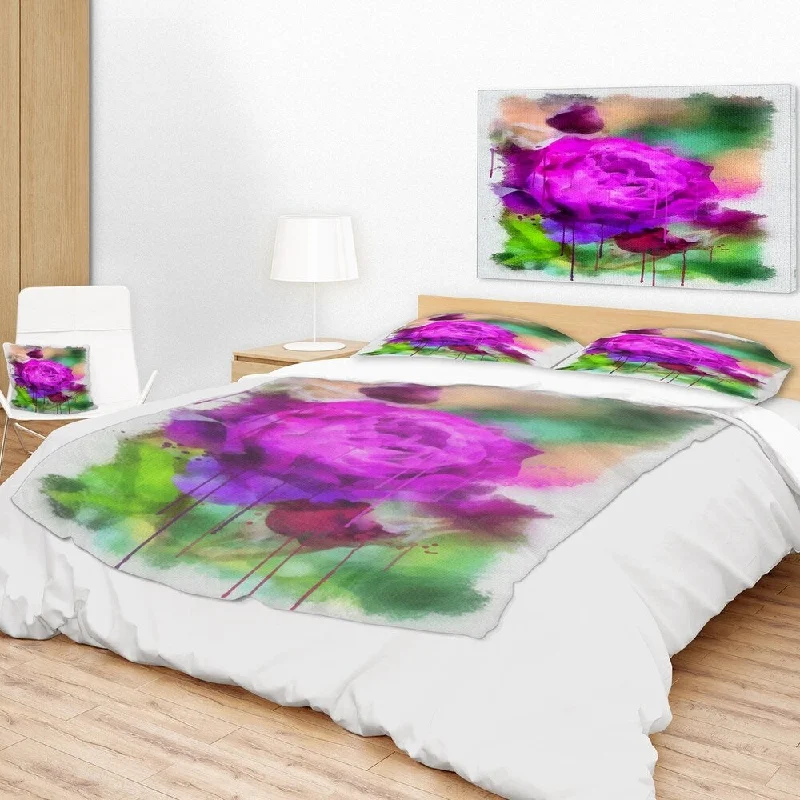 Recycled polyester blankets for an eco - conscious optionKing - size blankets to cover large beds comfortablyDesignart 'Purple Watercolor Rose Painting' Floral Throw Blanket Recycled polyester blankets for an eco - conscious optionKing - size blankets to cover large beds comfortablyDesignart 'Purple Watercolor Rose Painting' Floral Throw Blanket