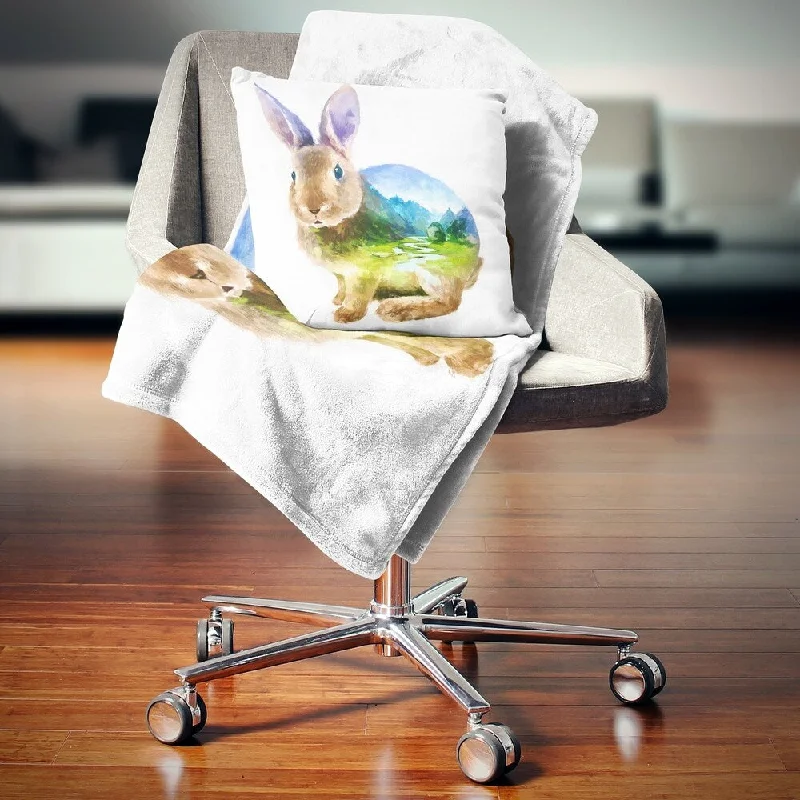 Queen - size blankets for standard - sized bedsQueen - size blankets for standard - sized bedsDesignart 'Rabbit Double Exposure Illustration' Animal Throw Blanket