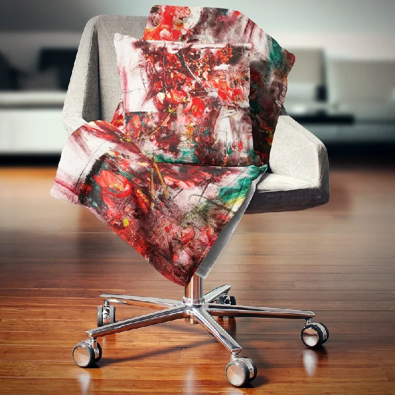 Linen blankets with a rustic and textured lookWool blankets with natural warmth and insulationDesignart 'Red Flowers Abstract Background' Abstract Throw Blanket