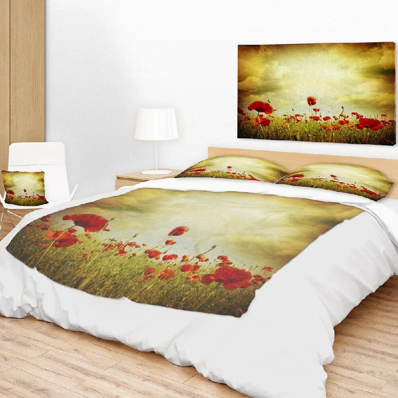 Microfiber blankets that are durable and easy to care forRecycled polyester blankets for an eco - conscious optionDesignart 'Red Poppies on Grunge Background' Floral Throw Blanket