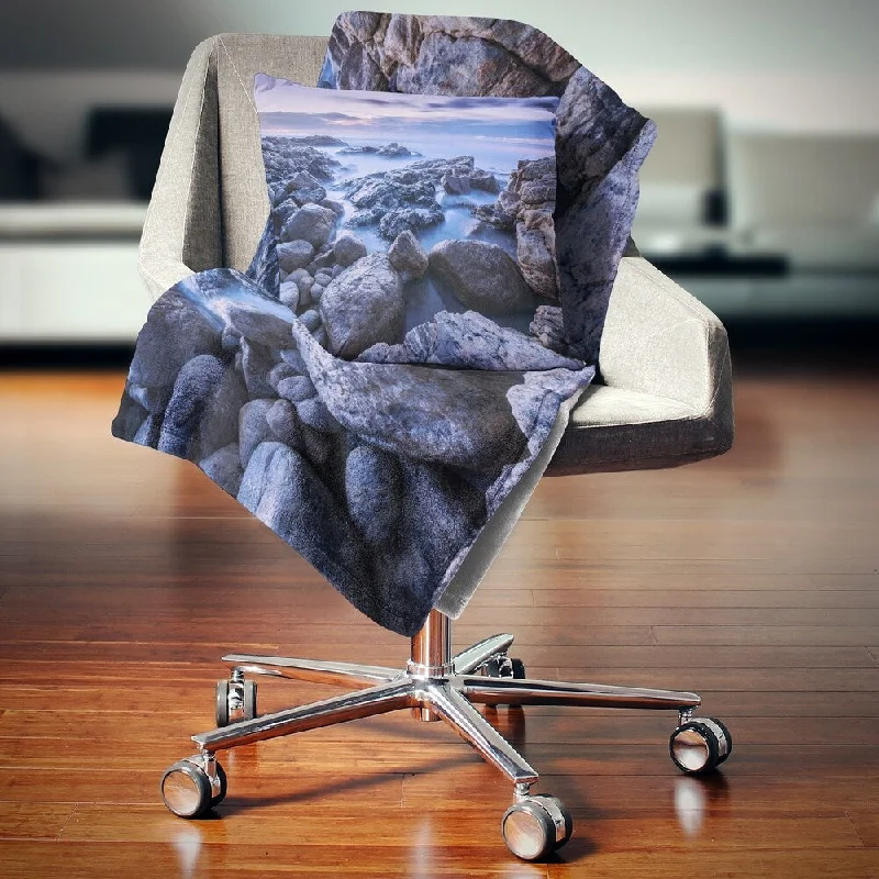Silk blankets with a smooth and elegant touchWool blankets with natural warmth and insulationDesignart 'Rocky Blue Seashore in Morning' Modern Seascape Throw Blanket Silk blankets with a smooth and elegant touchWool blankets with natural warmth and insulationDesignart 'Rocky Blue Seashore in Morning' Modern Seascape Throw Blanket