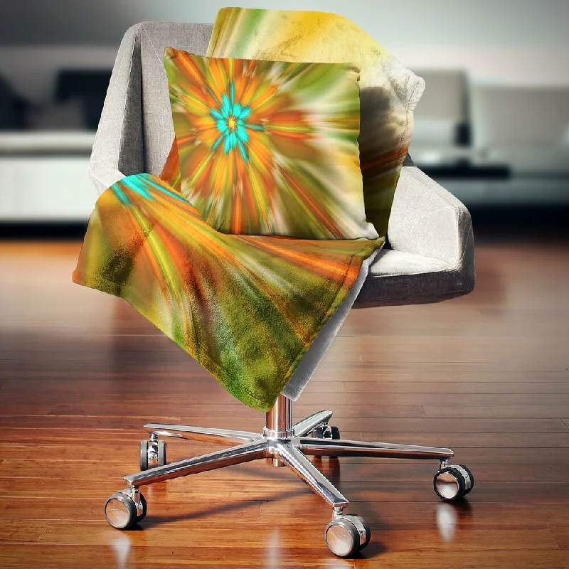 Linen blankets with a rustic and textured lookCotton blankets for breathability and a lightweight feelDesignart 'Rotating Bright Fractal Flower' Abstract Throw Blanket