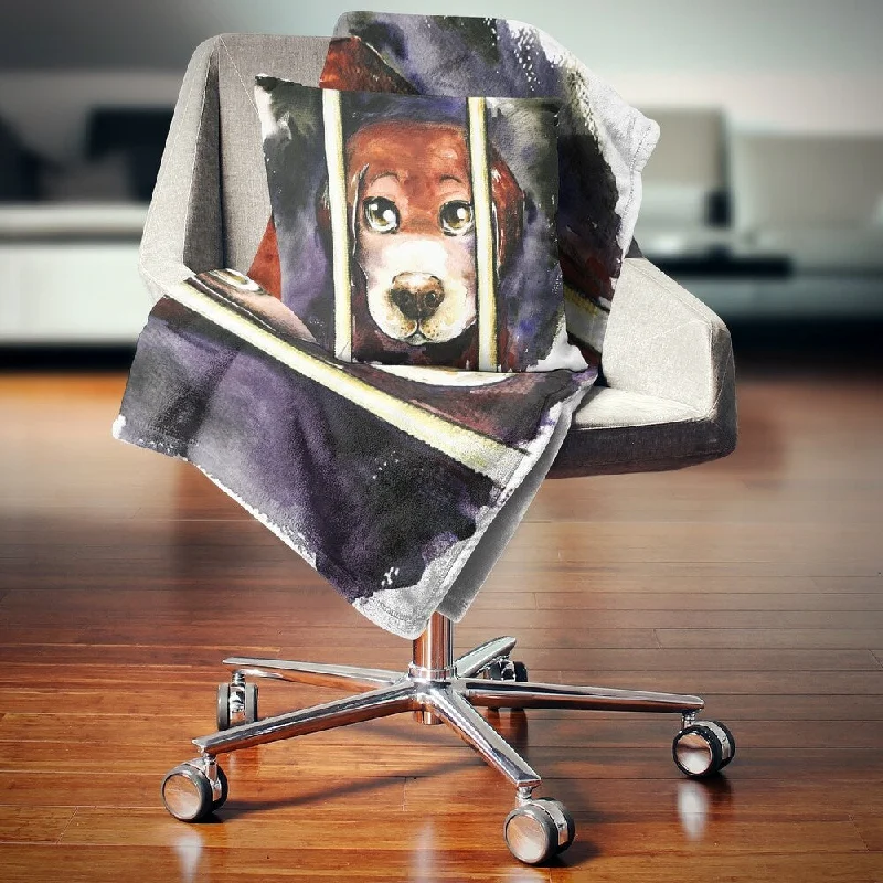 Mohair blankets with a unique sheen and softnessQueen - size blankets for standard - sized bedsDesignart 'Sad Dog in Animal Shelter' Abstract Throw Blanket Mohair blankets with a unique sheen and softnessQueen - size blankets for standard - sized bedsDesignart 'Sad Dog in Animal Shelter' Abstract Throw Blanket
