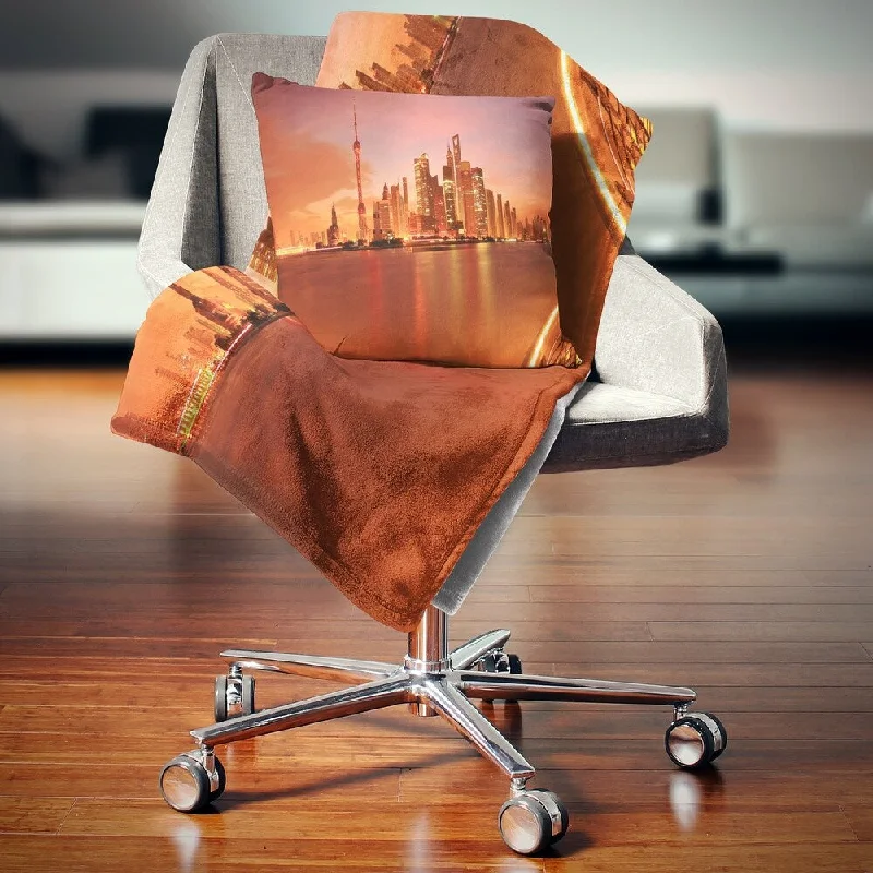 Recycled polyester blankets for an eco - conscious optionMohair blankets with a unique sheen and softnessDesignart 'Shanghai Lujiazui Skyline' Cityscape Photography Throw Blanket