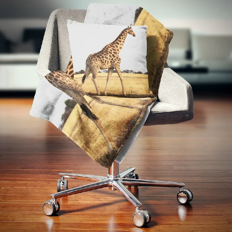 Microfiber blankets that are durable and easy to care forRecycled polyester blankets for an eco - conscious optionDesignart 'Single Giraffe in Africa Walking' African Throw Blanket