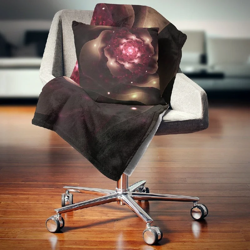 Acrylic blankets for a soft and affordable alternativeSilk blankets with a smooth and elegant touchDesignart 'Sparkling Dark Fractal Flower Digital Art' Floral Throw Blanket
