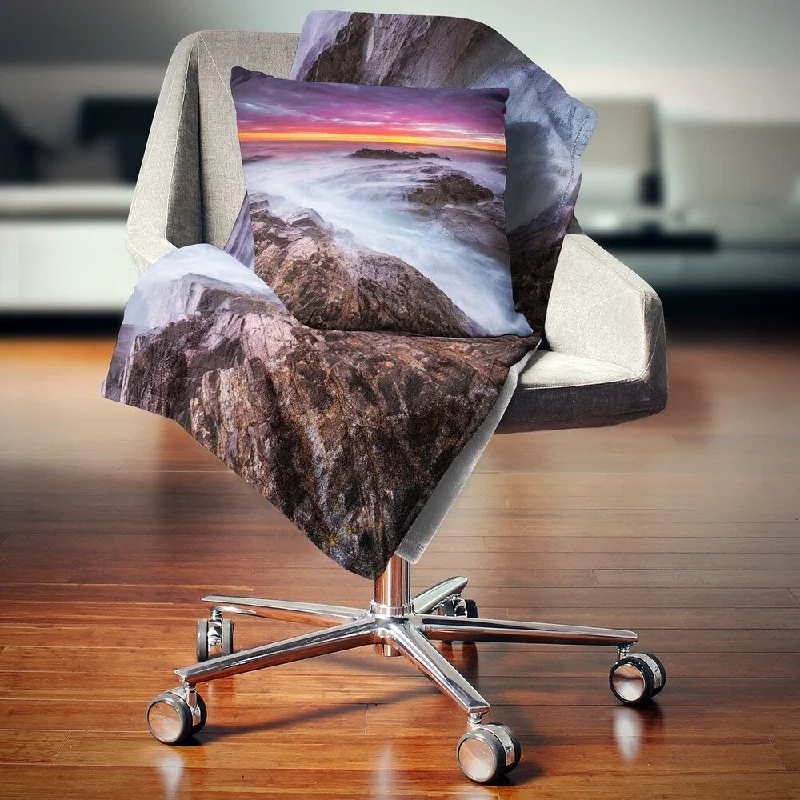 Recycled polyester blankets for an eco - conscious optionMohair blankets with a unique sheen and softnessDesignart 'Stormy Seashore with Colorful Sky' Beach Photo Throw Blanket