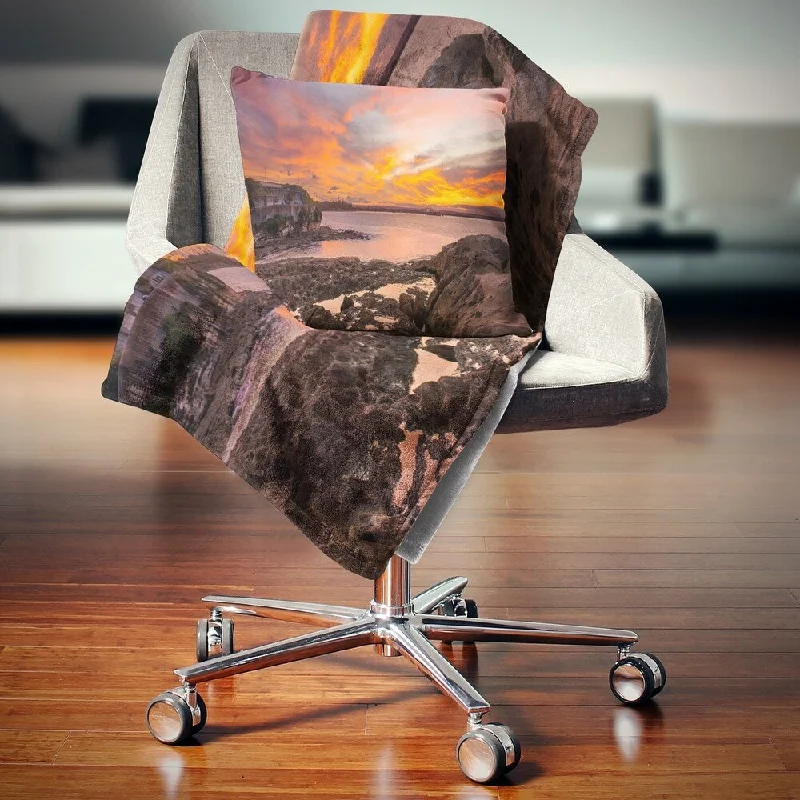 Wool blankets with natural warmth and insulationAlpaca wool blankets for a hypoallergenic and warm optionDesignart 'Sunset Sky Panoramic Sydney View' Seashore Throw Blanket