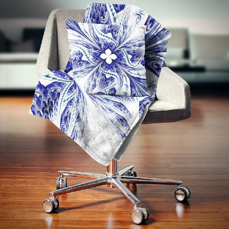 Alpaca wool blankets for a hypoallergenic and warm optionMicrofiber blankets that are durable and easy to care forDesignart 'Symmetrical Blue White Fractal Flower' Floral Throw Blanket Alpaca wool blankets for a hypoallergenic and warm optionMicrofiber blankets that are durable and easy to care forDesignart 'Symmetrical Blue White Fractal Flower' Floral Throw Blanket
