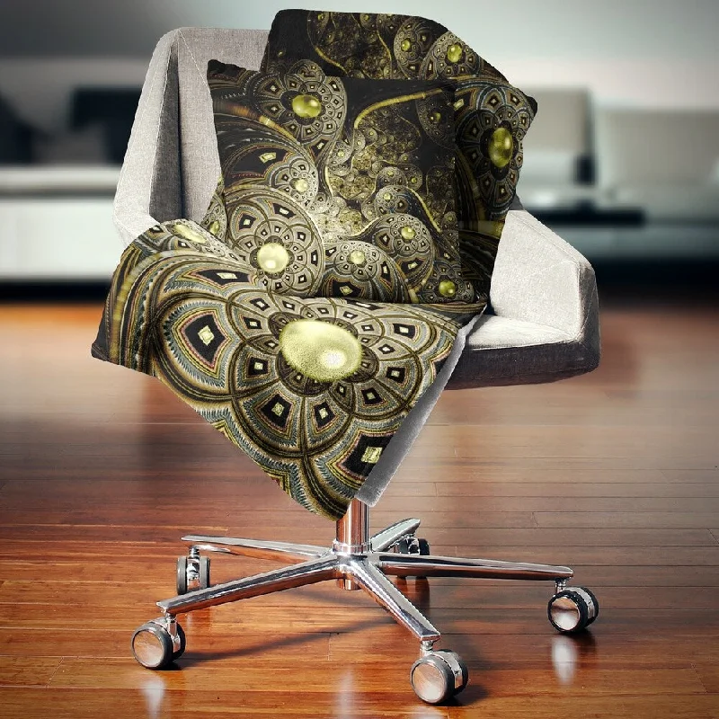 Recycled polyester blankets for an eco - conscious optionCotton blankets for breathability and a lightweight feelDesignart 'Symmetrical Gold Fractal Flower' Floral Throw Blanket Recycled polyester blankets for an eco - conscious optionCotton blankets for breathability and a lightweight feelDesignart 'Symmetrical Gold Fractal Flower' Floral Throw Blanket