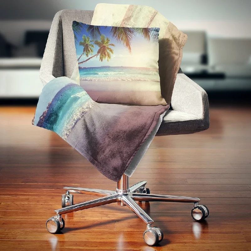 Recycled polyester blankets for an eco - conscious optionSynthetic fiber blend blankets for a budget - friendly choiceDesignart 'Typical Sunset on Seychelles Beach' Seascape Throw Blanket Recycled polyester blankets for an eco - conscious optionSynthetic fiber blend blankets for a budget - friendly choiceDesignart 'Typical Sunset on Seychelles Beach' Seascape Throw Blanket