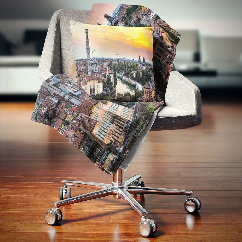 Recycled polyester blankets for an eco - conscious optionFleece blankets for a cozy and plush textureDesignart 'Verona at Sunset in Italy' Cityscape Throw Blanket Recycled polyester blankets for an eco - conscious optionFleece blankets for a cozy and plush textureDesignart 'Verona at Sunset in Italy' Cityscape Throw Blanket