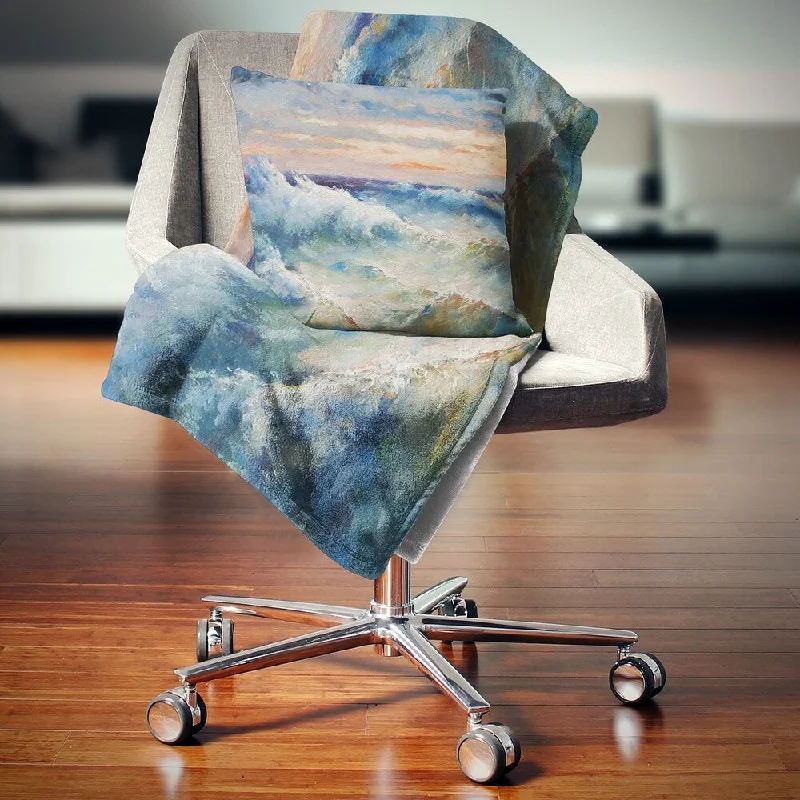 Recycled polyester blankets for an eco - conscious optionRayon from bamboo blankets for a silky and breathable feelDesignart 'Waves During Storm' Seascape Painting Throw Blanket